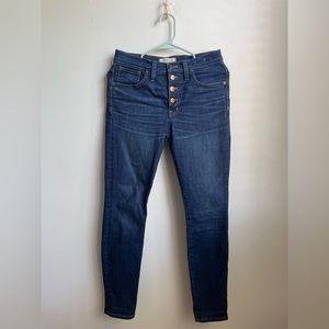 Petite 9" High-Rise Skinny Jeans in Hayes Wash: Button-Front Edition